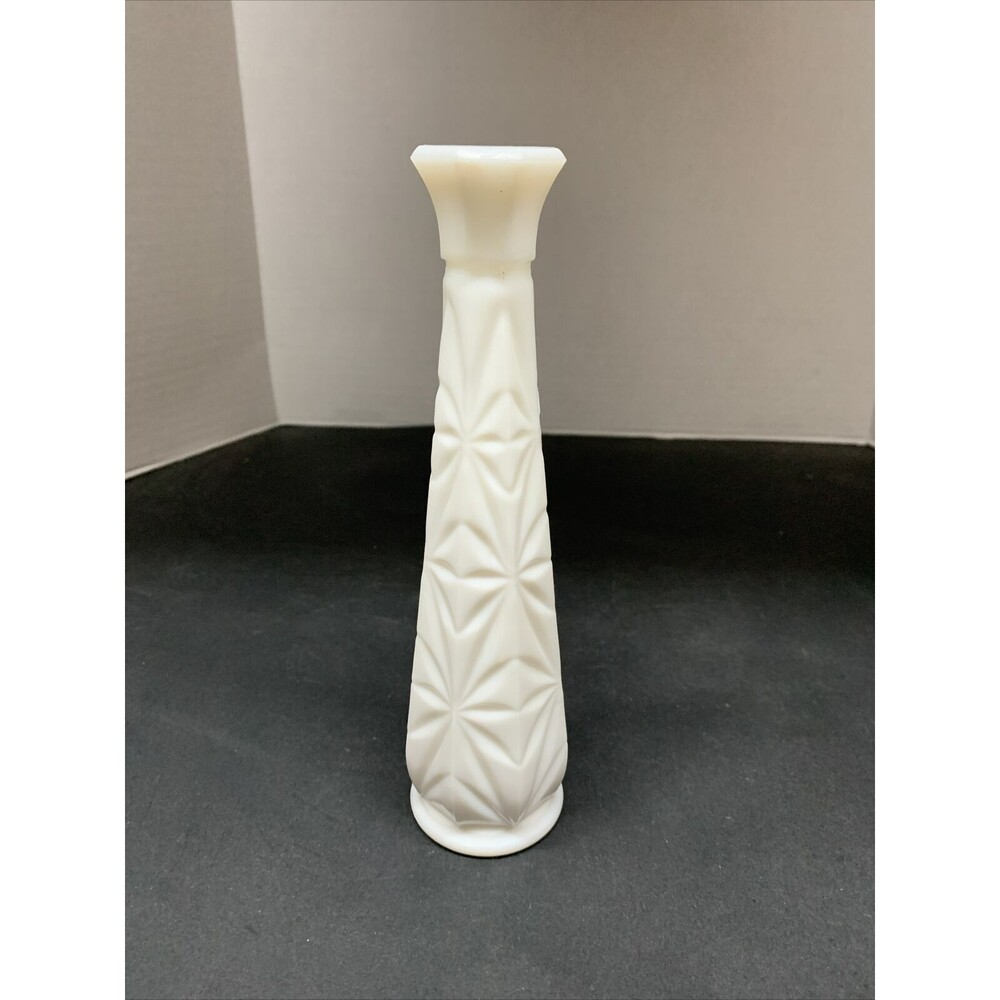 Vtg Milk Glass Bud Vase 9 Inches Tall Opaque White 1950s